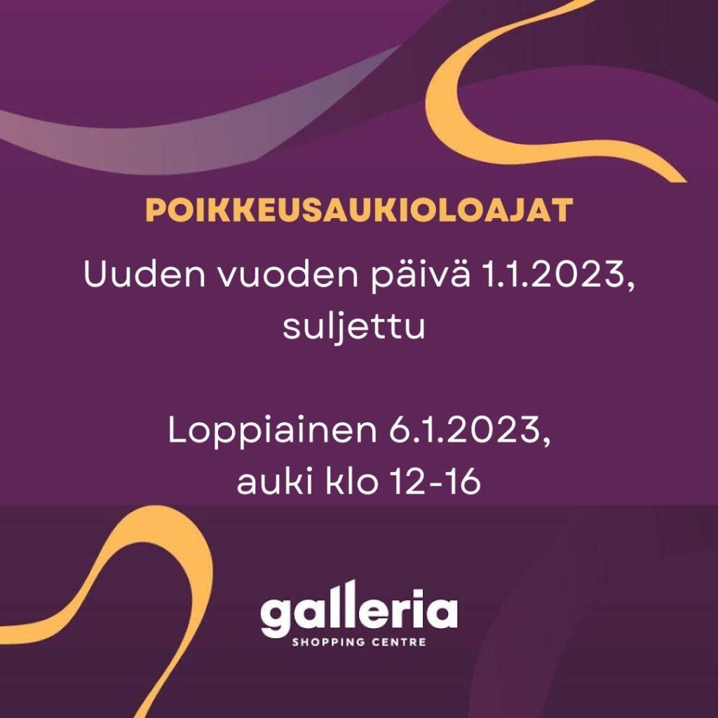 Kauppakeskus Gallerian poikkeusaukioloajat