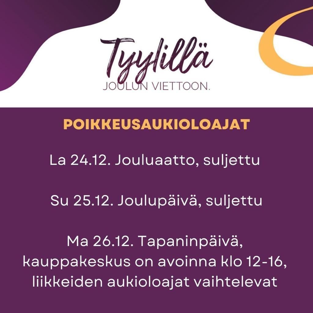 Kauppakeskus Gallerian poikkeusaukioloajat